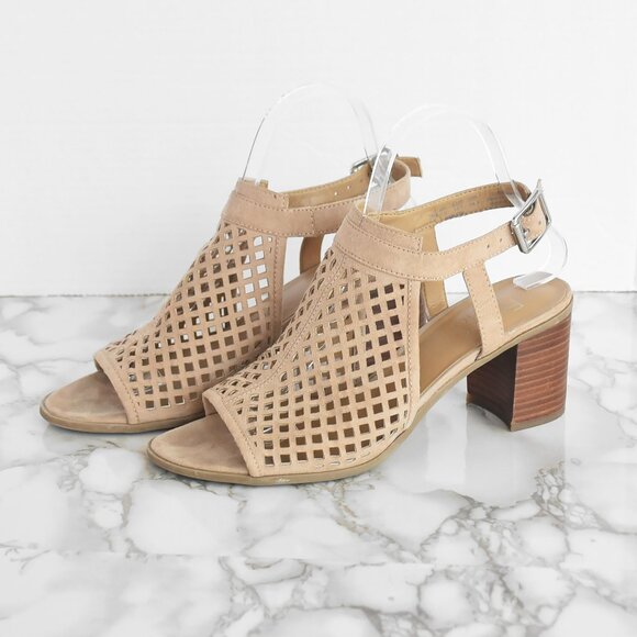 Franco Sarto Harlet 2 Block Heel Sandals Leather Suede Open Toe Size 7.5 M - Picture 2 of 7